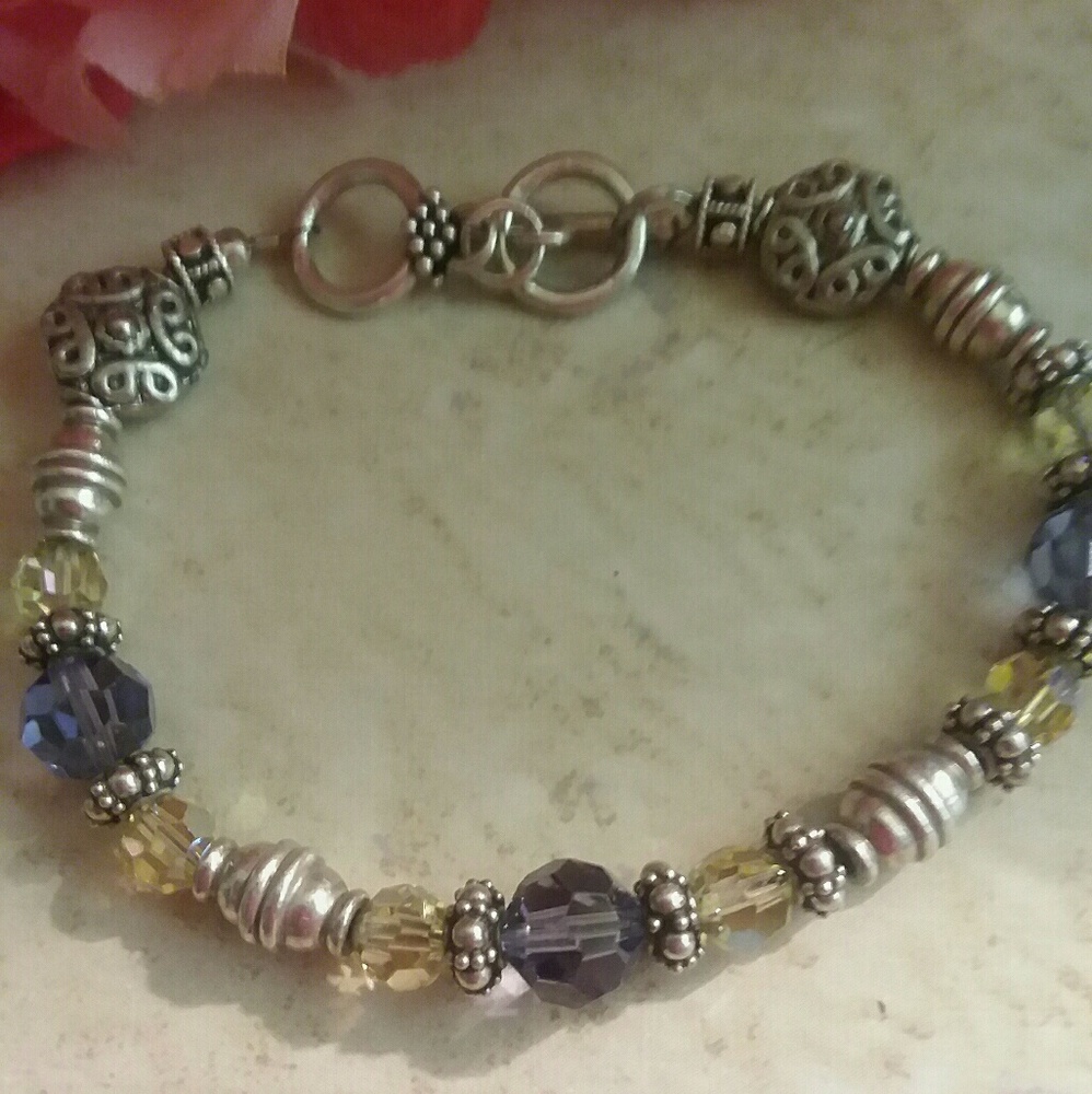 Silver Swarovski bead bracelet